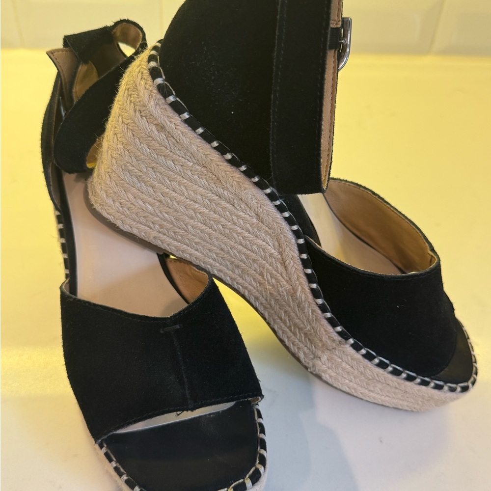 Crown Vintage Black and Cream Wedge Espadrilles